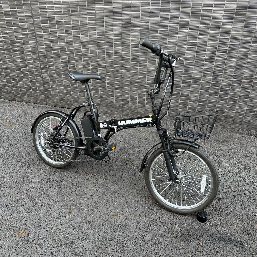 最終価格HUMMER 電動アシスト自転車 ブラック 前カゴ付き　モーター不良