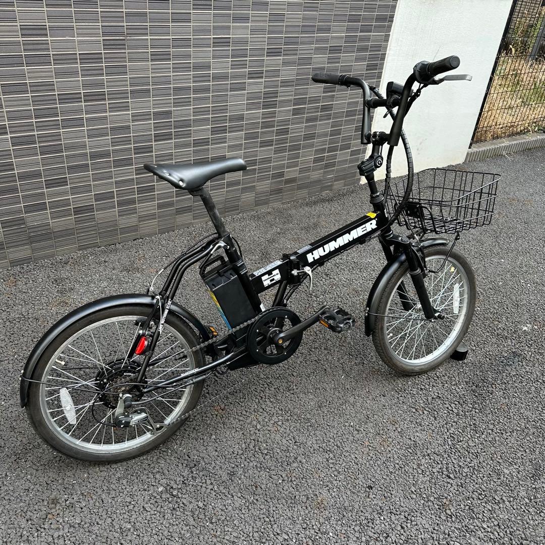 最終価格HUMMER 電動アシスト自転車 ブラック 前カゴ付き　モーター不良