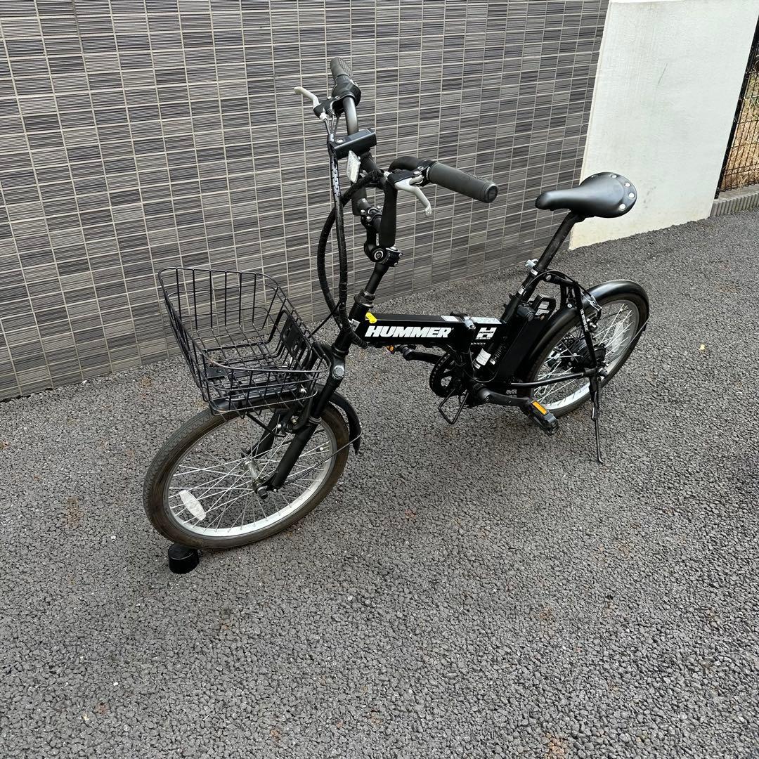最終価格HUMMER 電動アシスト自転車 ブラック 前カゴ付き　モーター不良