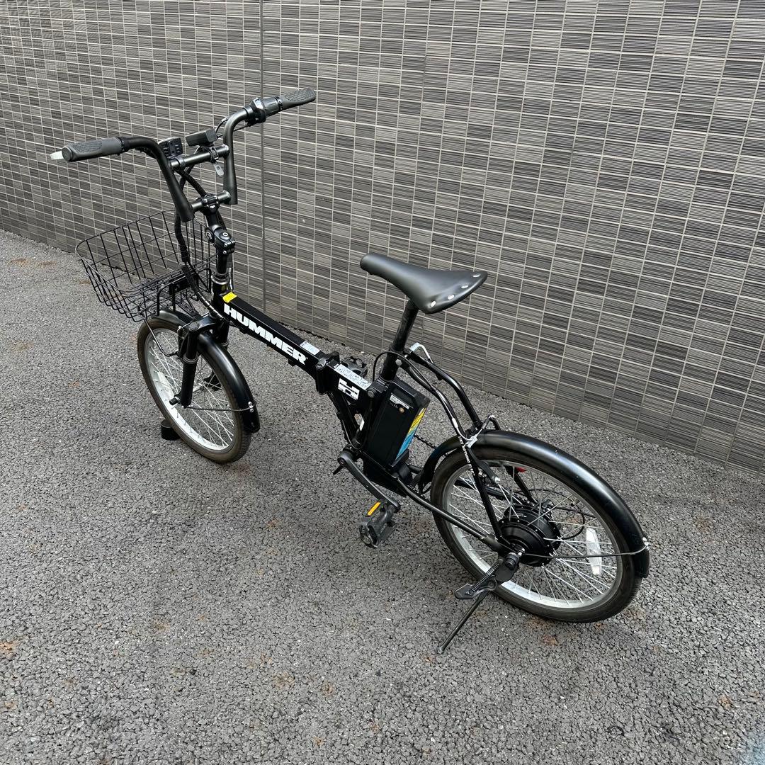 最終価格HUMMER 電動アシスト自転車 ブラック 前カゴ付き　モーター不良