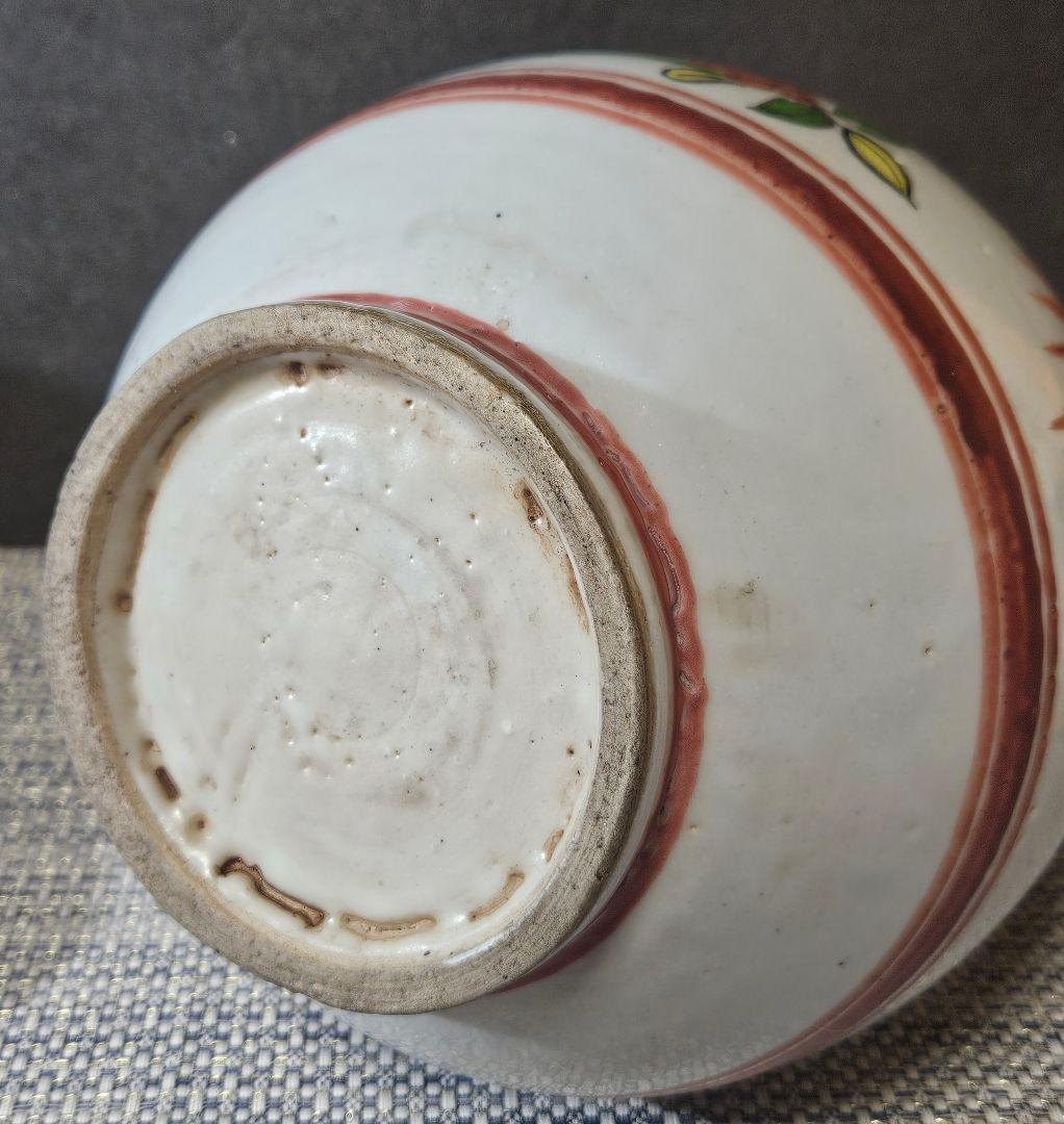 【時代古作品❗】中国古陶磁器　清代～民国期　清朝民窯　色絵　草花の図　大瓶　花入