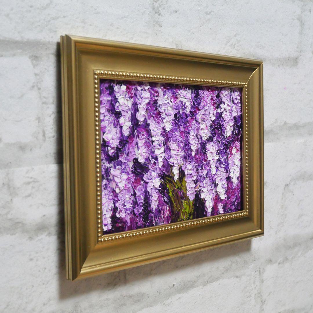 油絵 油彩 油彩画 絵 絵画 ミニ絵画【藤の花】