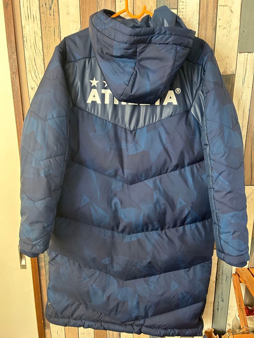 ATHLETA フード付きダウンコート ネイビー