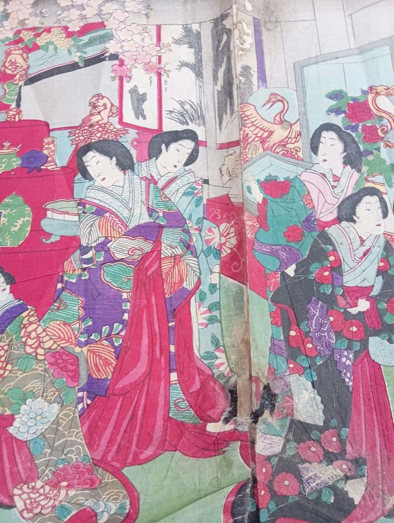 官女名器縦覧ノ図　 楊洲周延　木版画　江戸 明治　浮世絵 大奥　着物　美人画