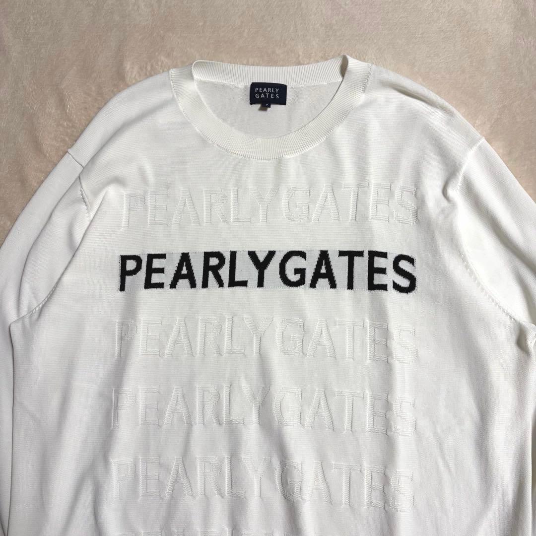 PEARLY GATES 地柄ロゴ クルーネックニットプルオーバー 7薄手ニット