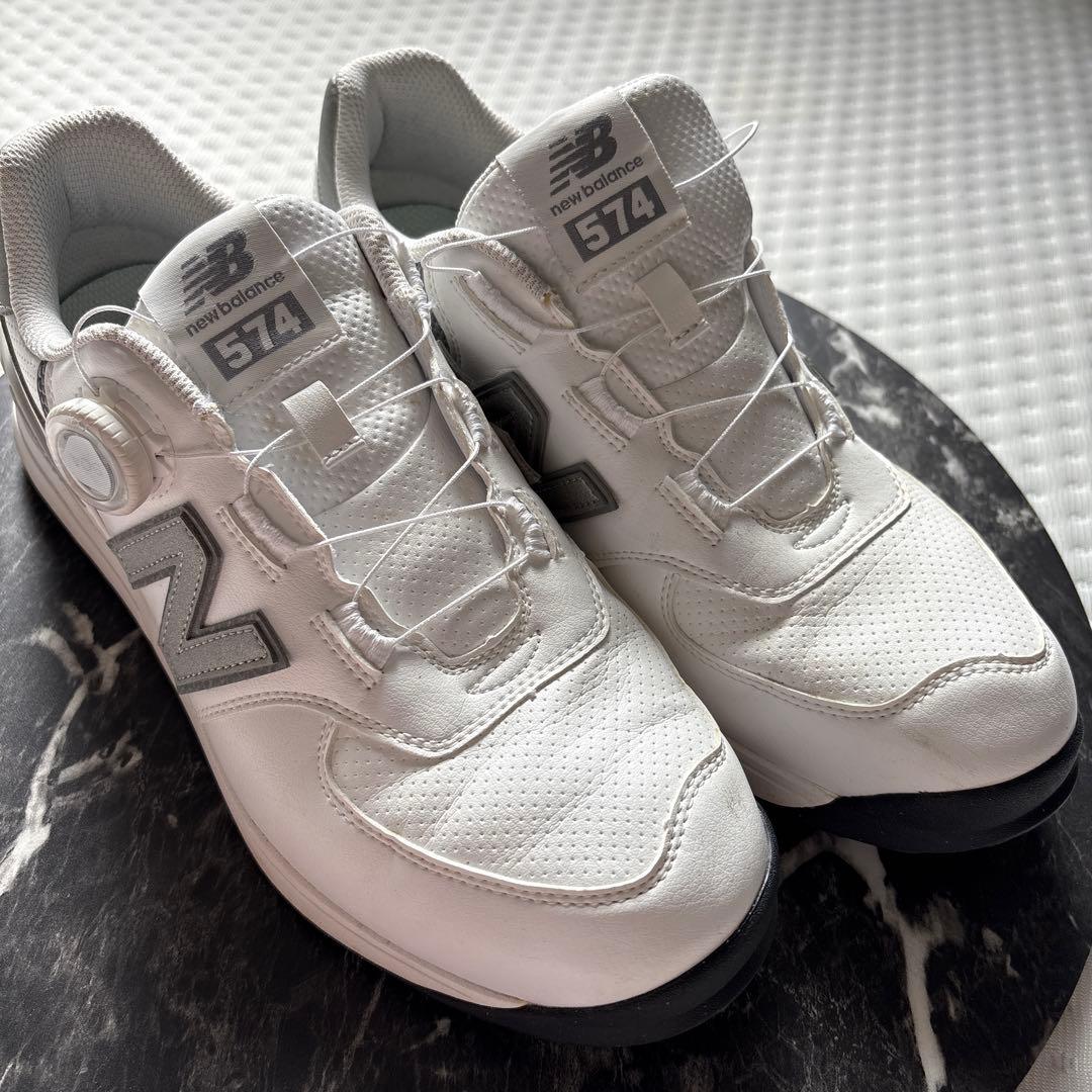 New Balance 574 ゴルフシューズ ホワイト/シルバー　27cm