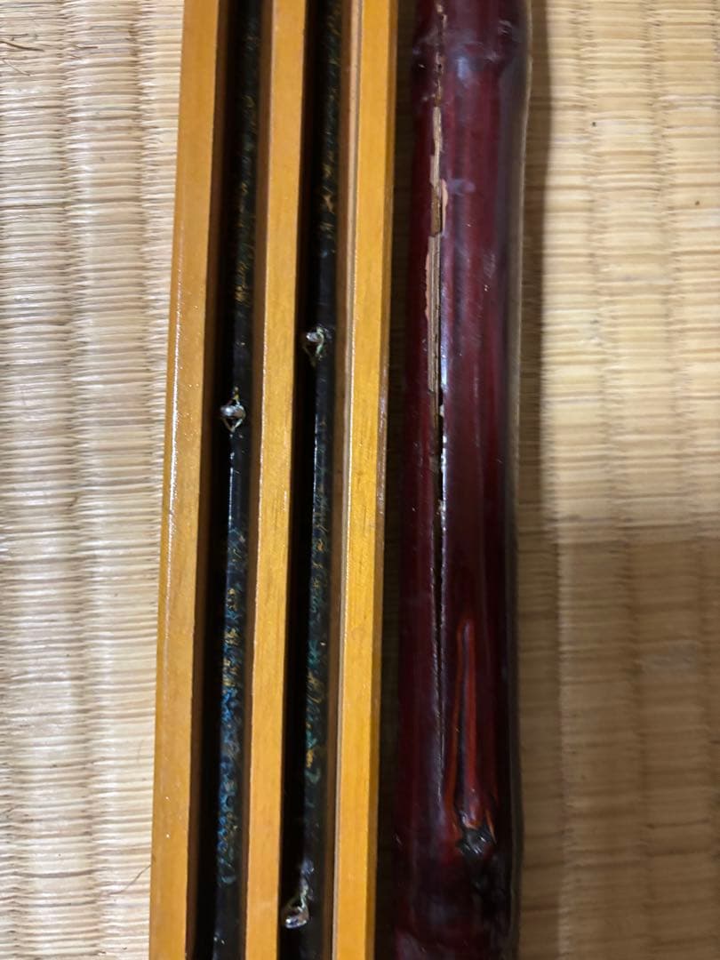 篳篥(ひちりき) 竹製 茶色と金色のストライプ 交渉可能