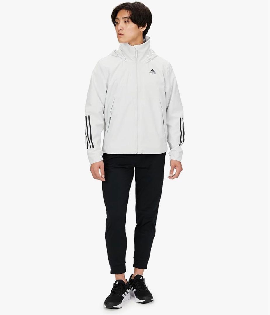 adidas フード付きホワイトレインジャケット