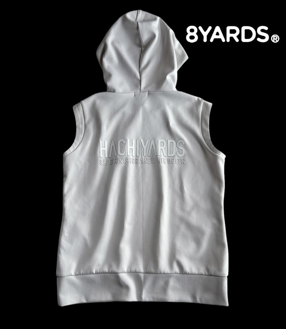 8YARDS ハチヤーズ ストレッチとろみ素材 フードパーカーベストＬ