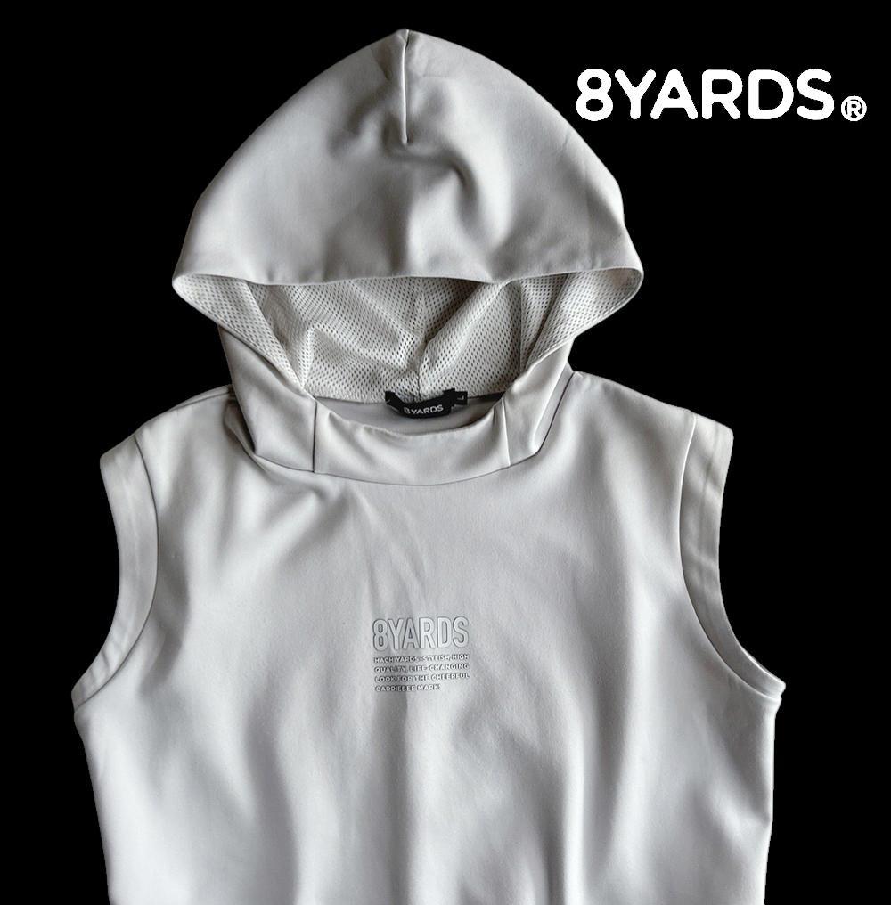 8YARDS ハチヤーズ ストレッチとろみ素材 フードパーカーベストＬ