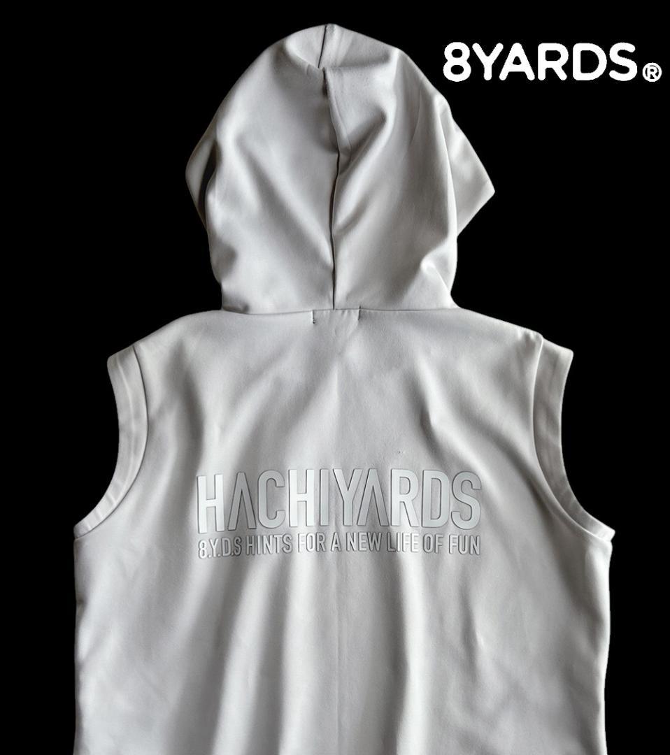8YARDS ハチヤーズ ストレッチとろみ素材 フードパーカーベストＬ