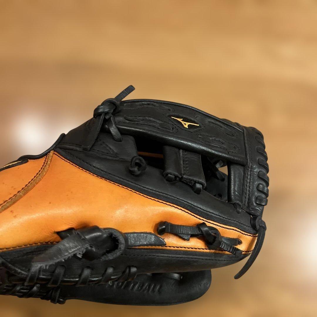Mizuno 野球グローブ 黒/オレンジ