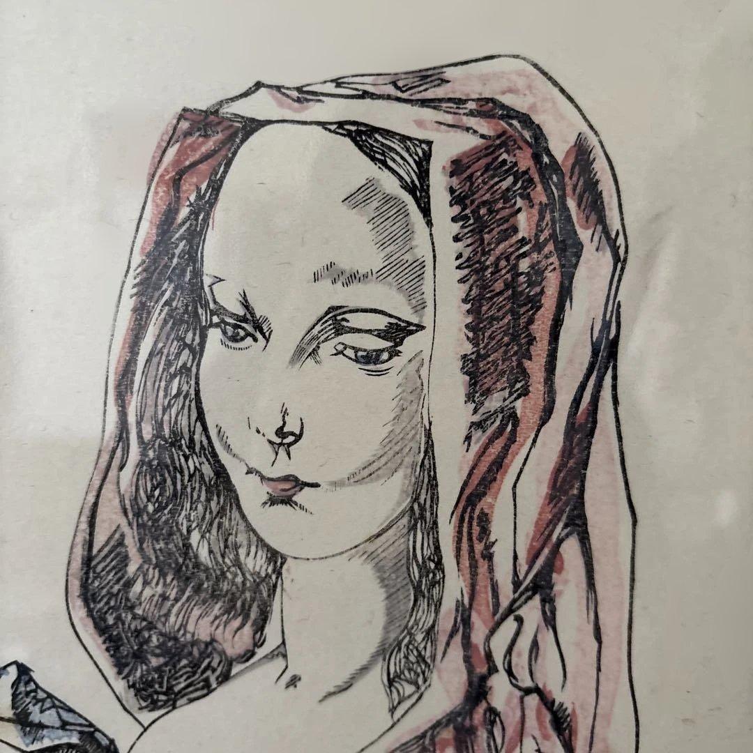 レオナール藤田　藤田嗣治　母子像 リトグラフ　猫　版画　飾り絵　額装品