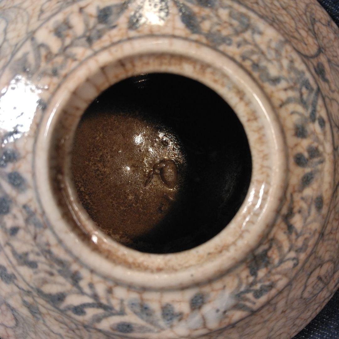 古い陶器急須 花柄 ひび割れ釉薬　中国　煎茶　骨董　古玩