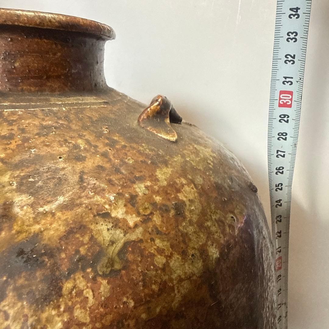 M六古窯桃山江戸前期４耳付古常滑焼古伊賀の大壺　古い物にご理解の方に