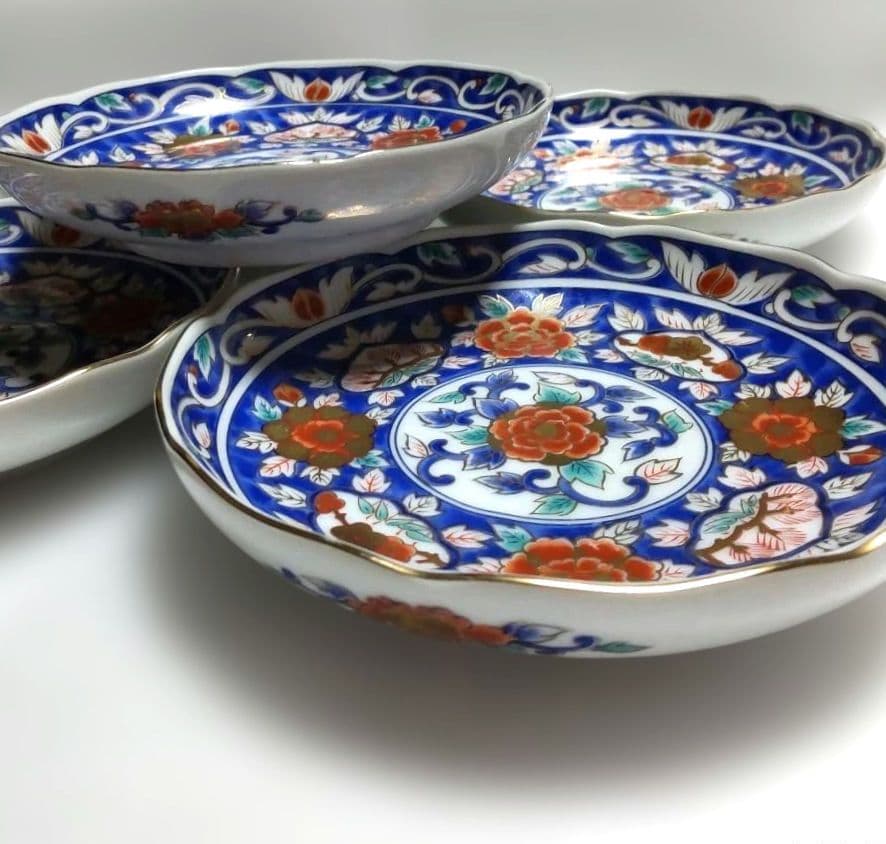 新品-有田焼　古伊万里白峯窯　和皿5枚セット