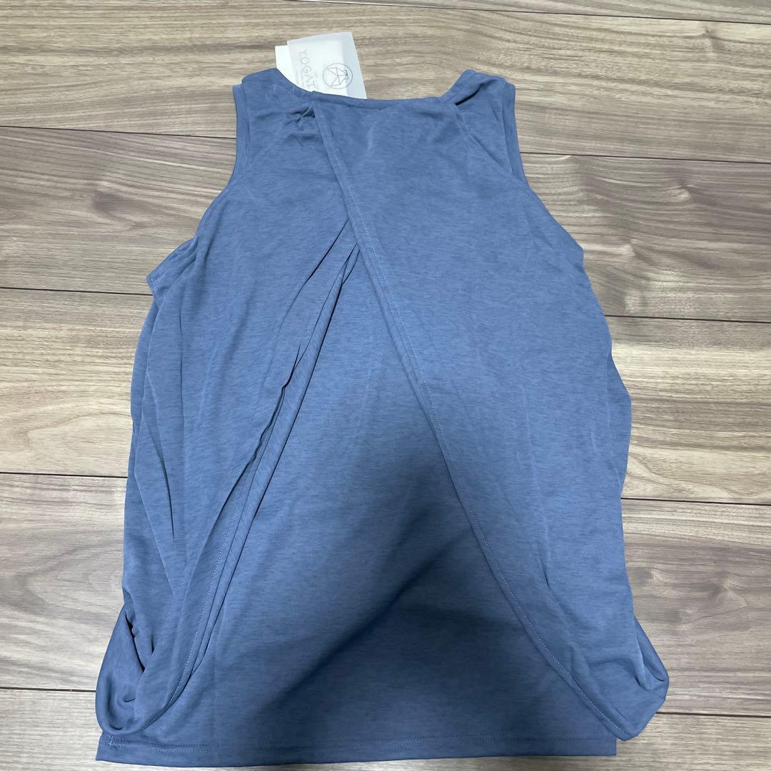 新品 YOGATEKO ヨガタンクトップ S 日本製 エアリアルドレープ 青灰