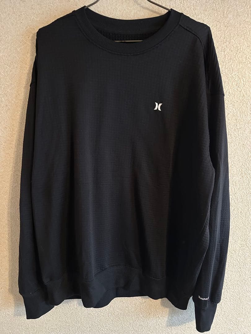 【美品】ハーレー ワッフルインナー ルーズ クルーネック ブラック Lサイズ