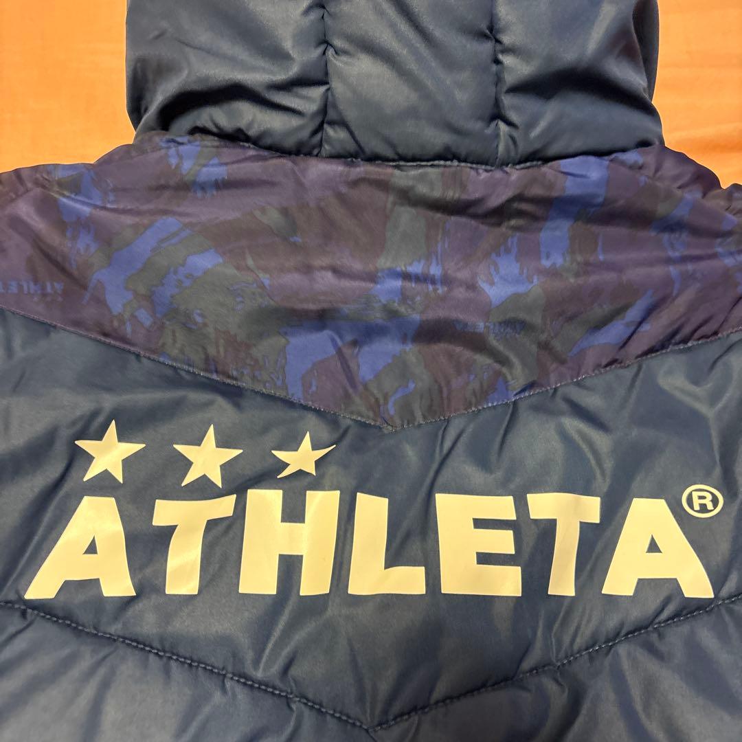 ATHLETA フード付きベンチコート ネイビー