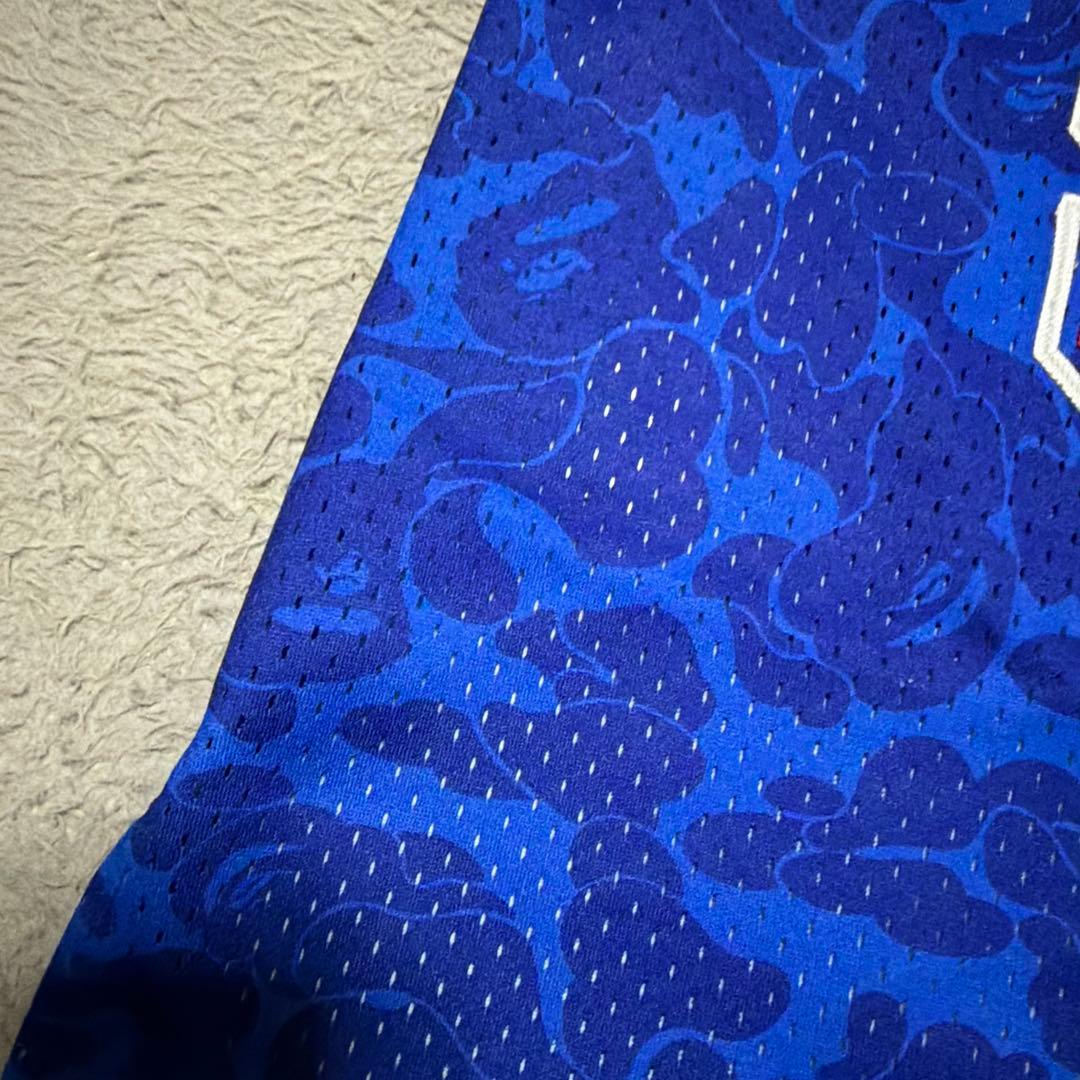 BAPE APE Mitchell & Ness NETS ゲームシャツ　迷彩
