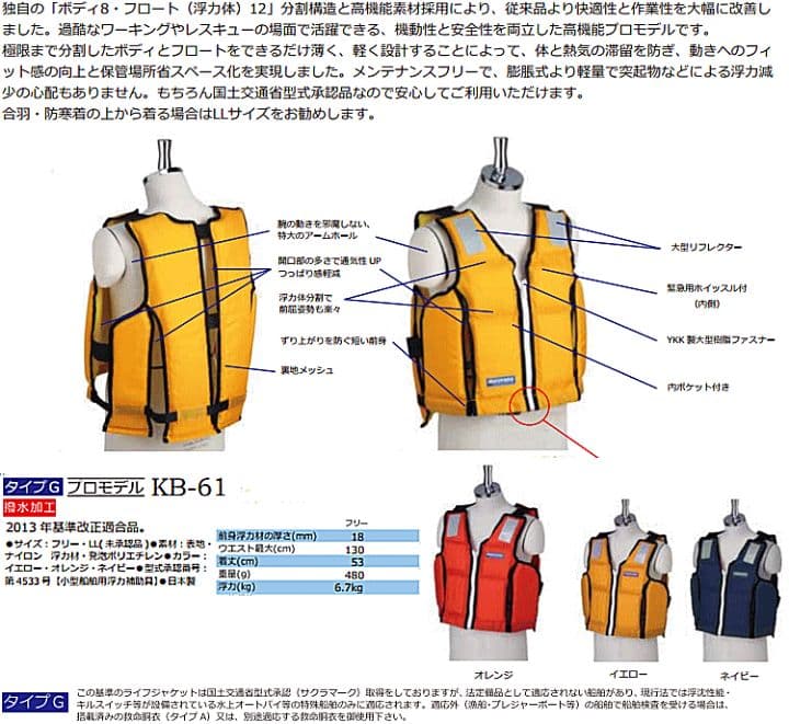 ESPADA ライフジャケット 小型船舶用 ネイビー
