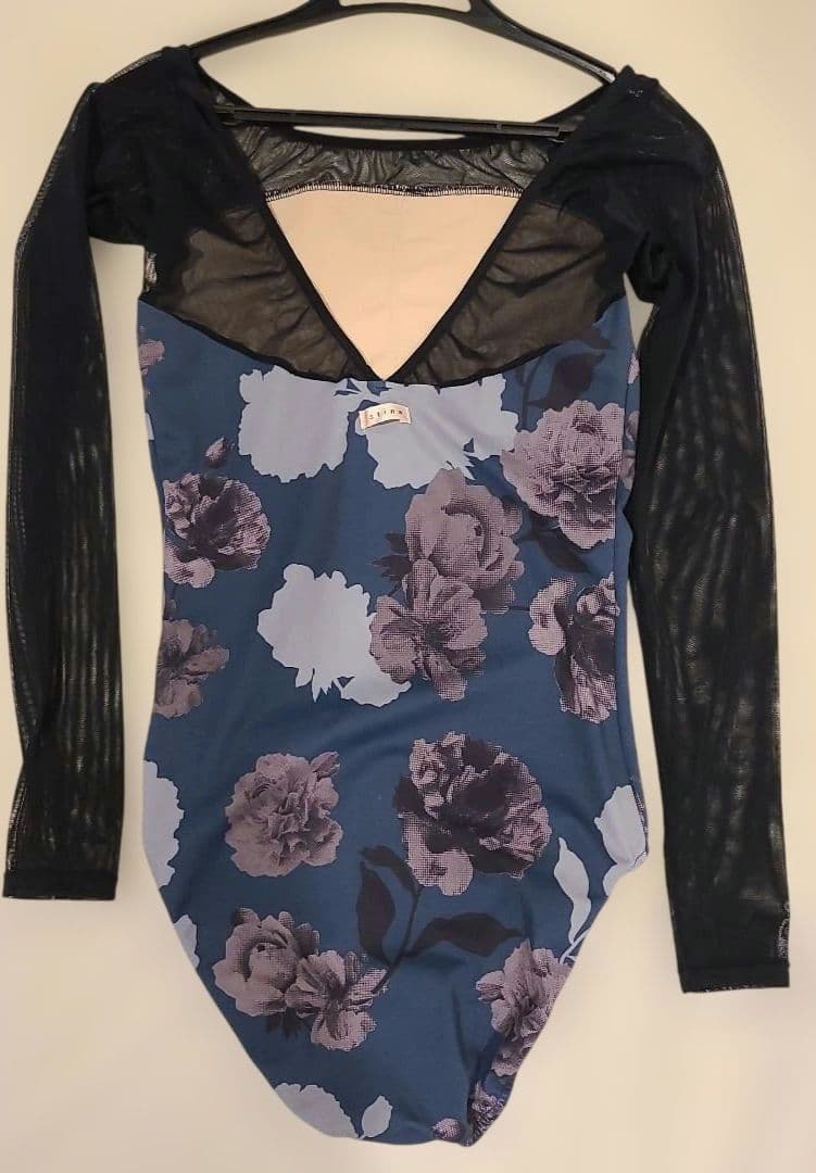 スティナ stina 花柄 長袖レオタード Mサイズ 黒メッシュ ★美品★