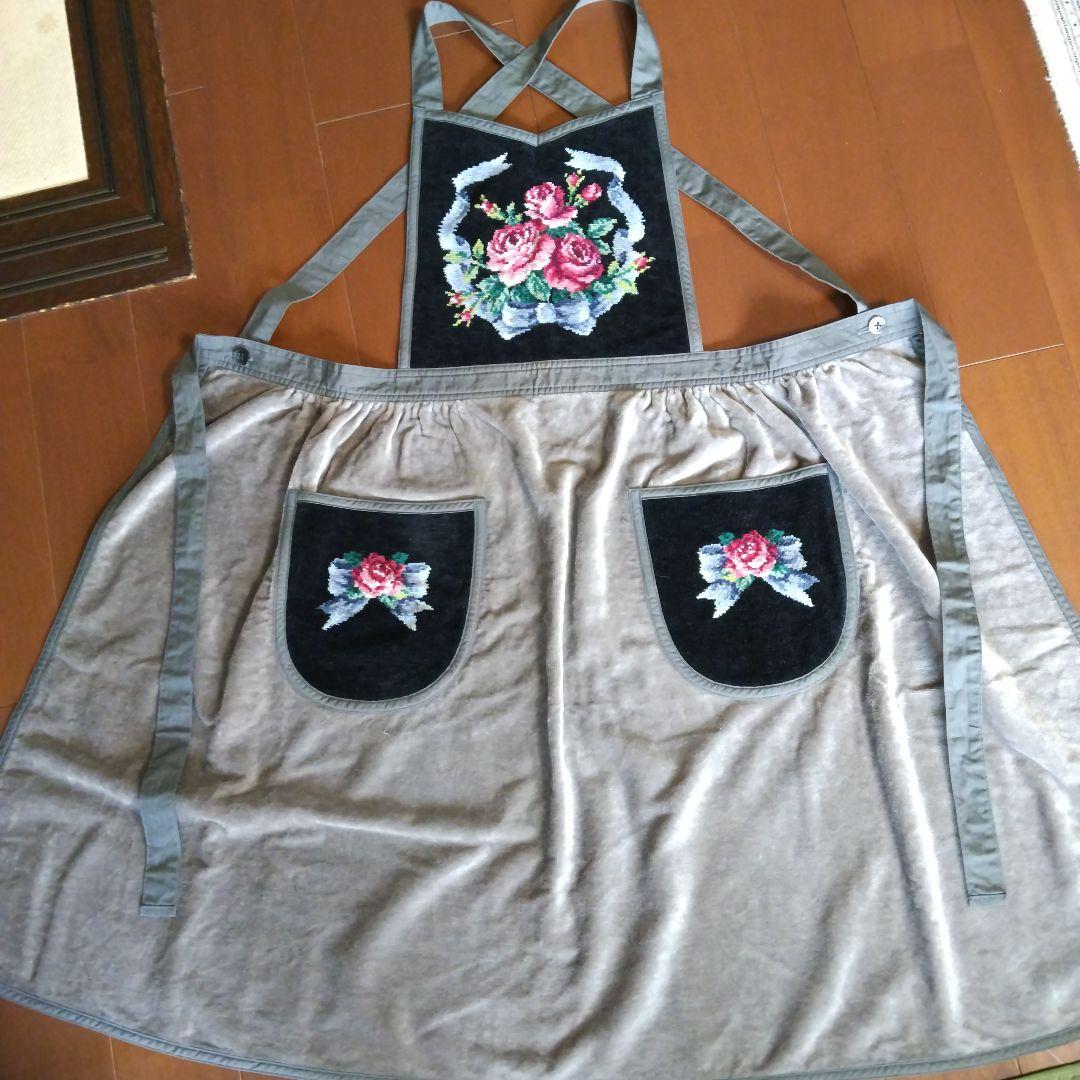 【美品】ホットマンフラワーエプロン グレー 2ポケット