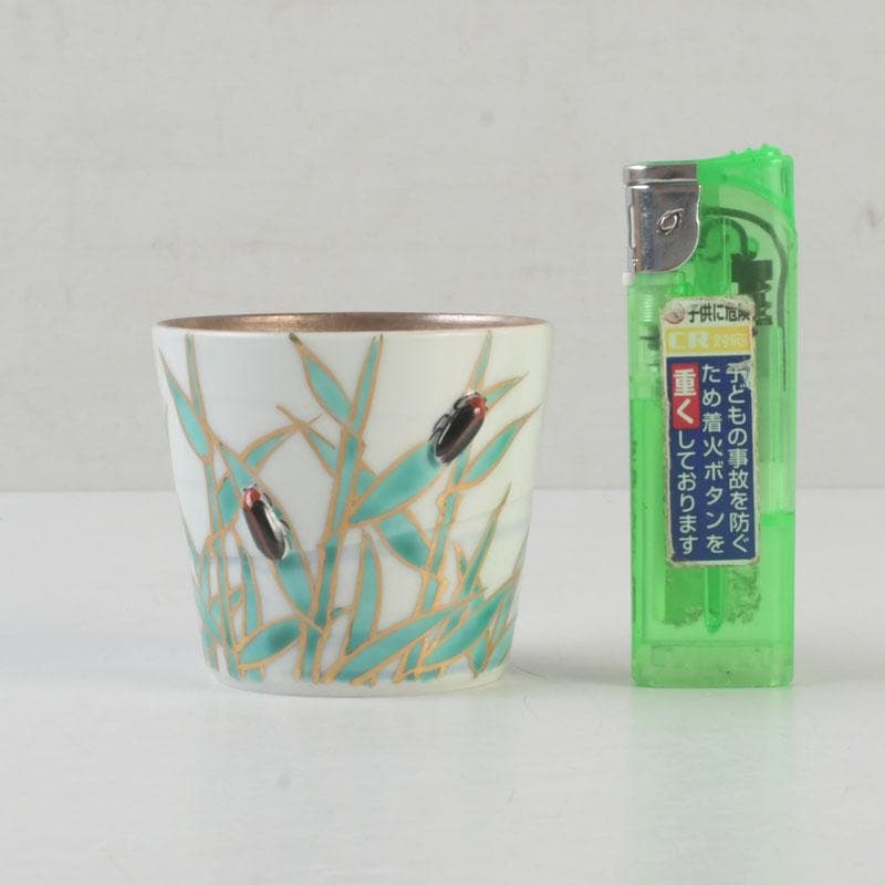 茶道具　京焼　平安　高野昭阿弥作　色絵　芦面　蓋置　共箱　V　A48