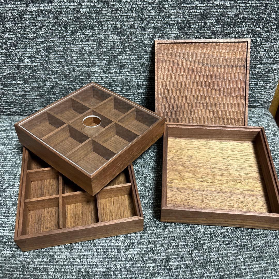 small work camp 木製小物入れ 仕切り付き　アクセサリーボックス
