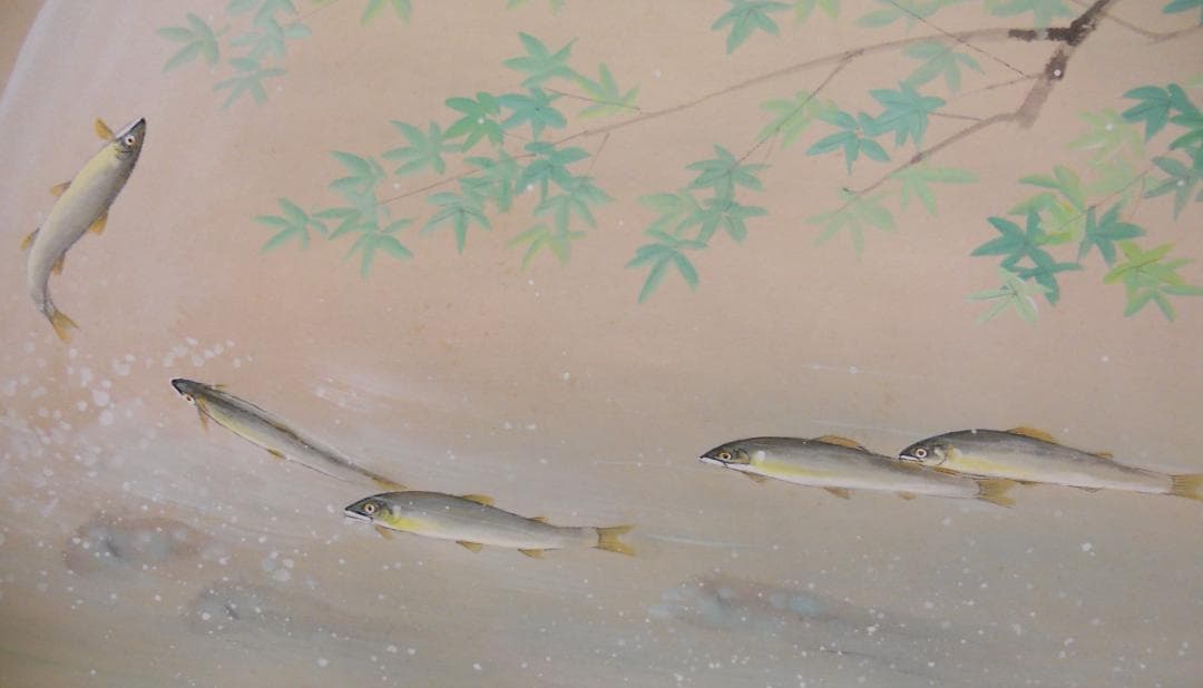 徳橋農場掛け軸 田中松泉 清流香魚 紙本 希少 軸装 茶道具 掛軸 美品