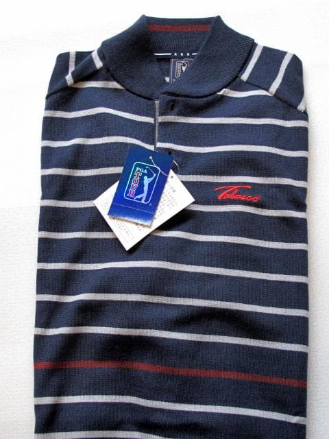 新品　PGA tour ゴルフ　ニットセーター　ボーダー　ラウンドネック