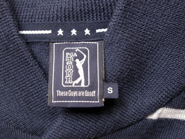 新品　PGA tour ゴルフ　ニットセーター　ボーダー　ラウンドネック