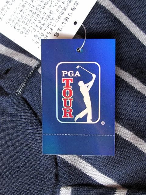 新品　PGA tour ゴルフ　ニットセーター　ボーダー　ラウンドネック