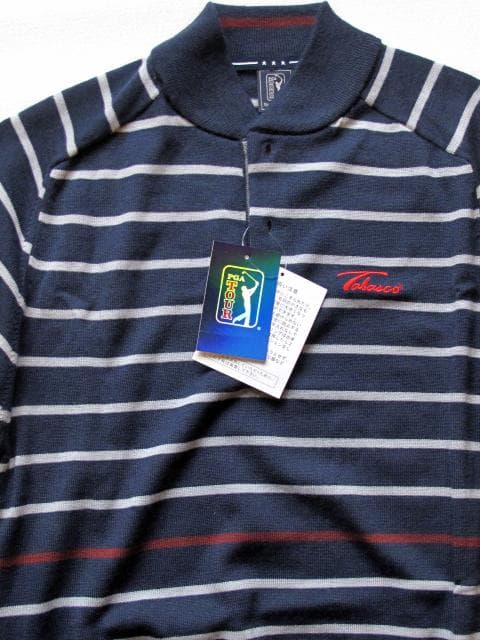 新品　PGA tour ゴルフ　ニットセーター　ボーダー　ラウンドネック