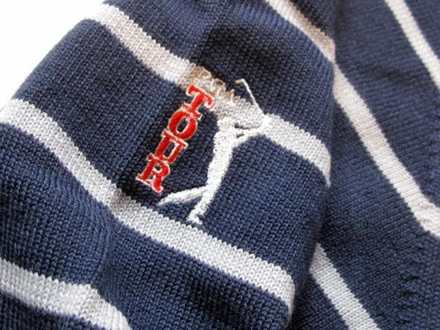 新品　PGA tour ゴルフ　ニットセーター　ボーダー　ラウンドネック
