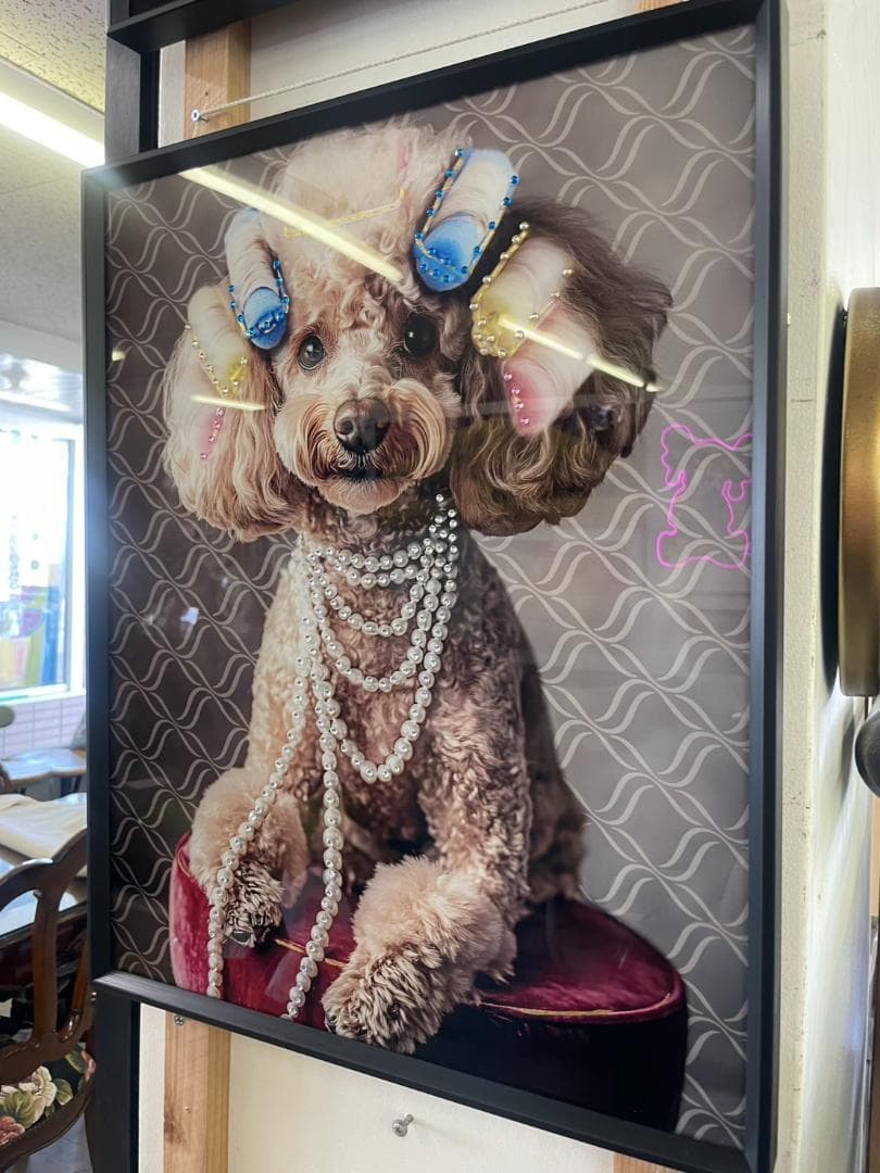 アートパネル　プードル　アート　絵画　絵　ポスター　壁掛け　額縁　キラキラ　犬