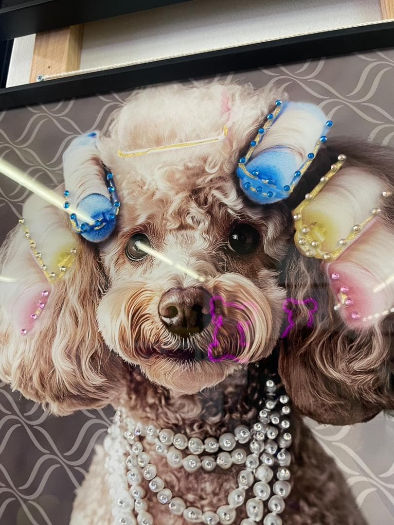 アートパネル　プードル　アート　絵画　絵　ポスター　壁掛け　額縁　キラキラ　犬