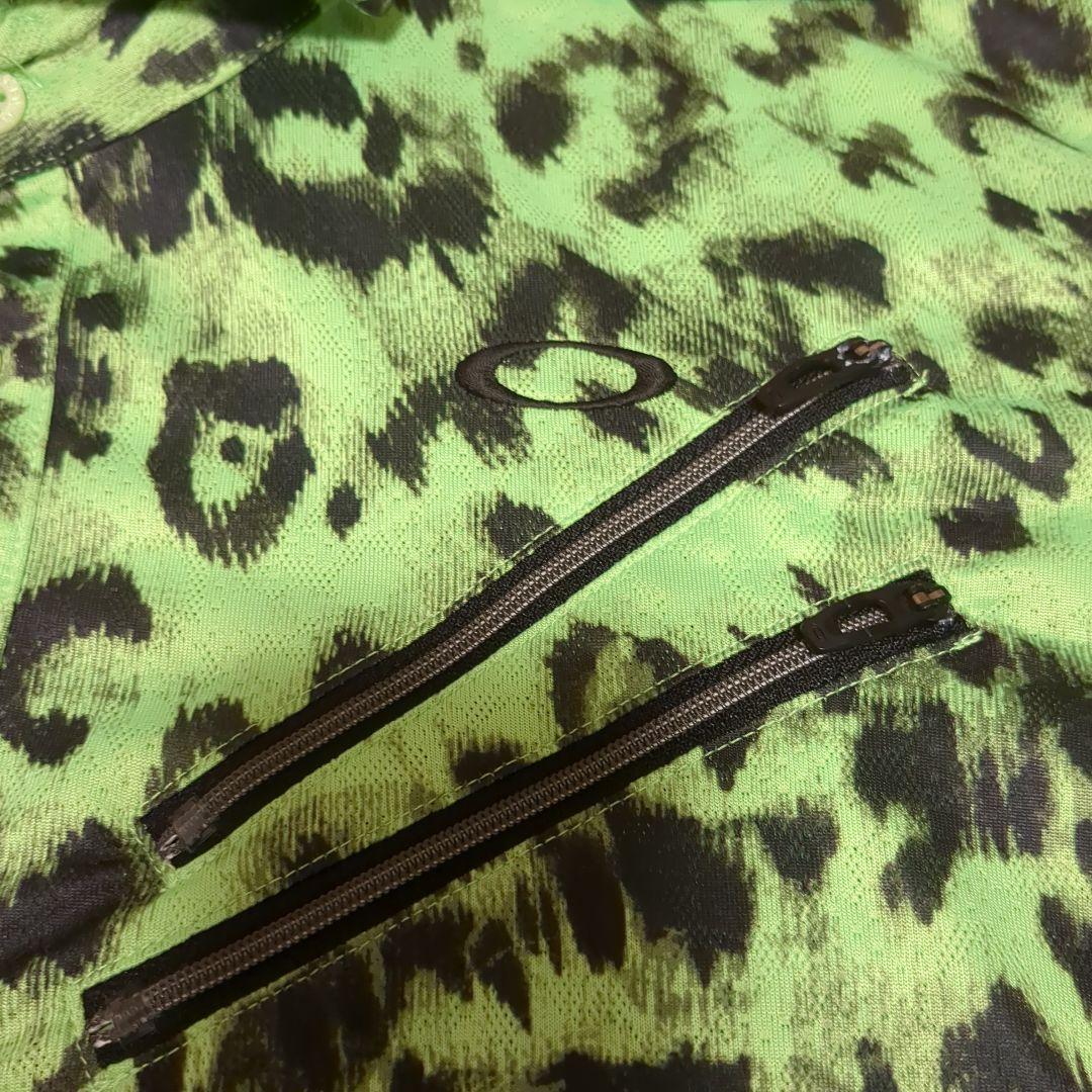 Oakley レオパード柄 シャツ L/XL 総柄蛍光/派手