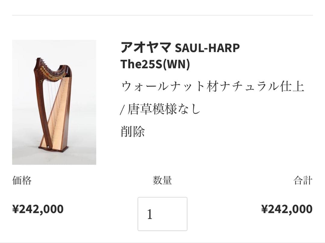 定価277,000円　青山ハープ　アオヤマ 25S サウルハープ
