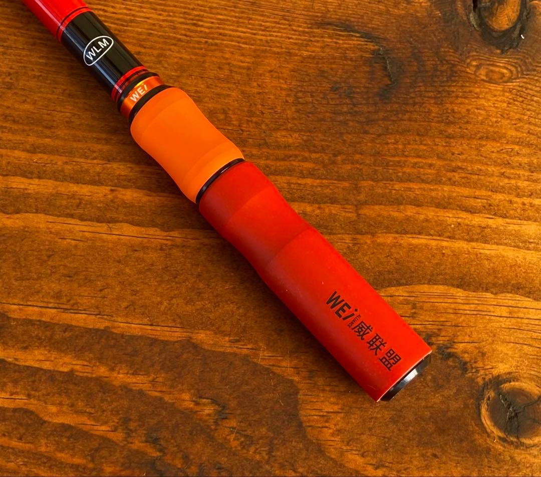 小物釣り竿　タナゴ竿　レッド×オレンジ　2.1M 超軽量　カーボンロッド　渓流