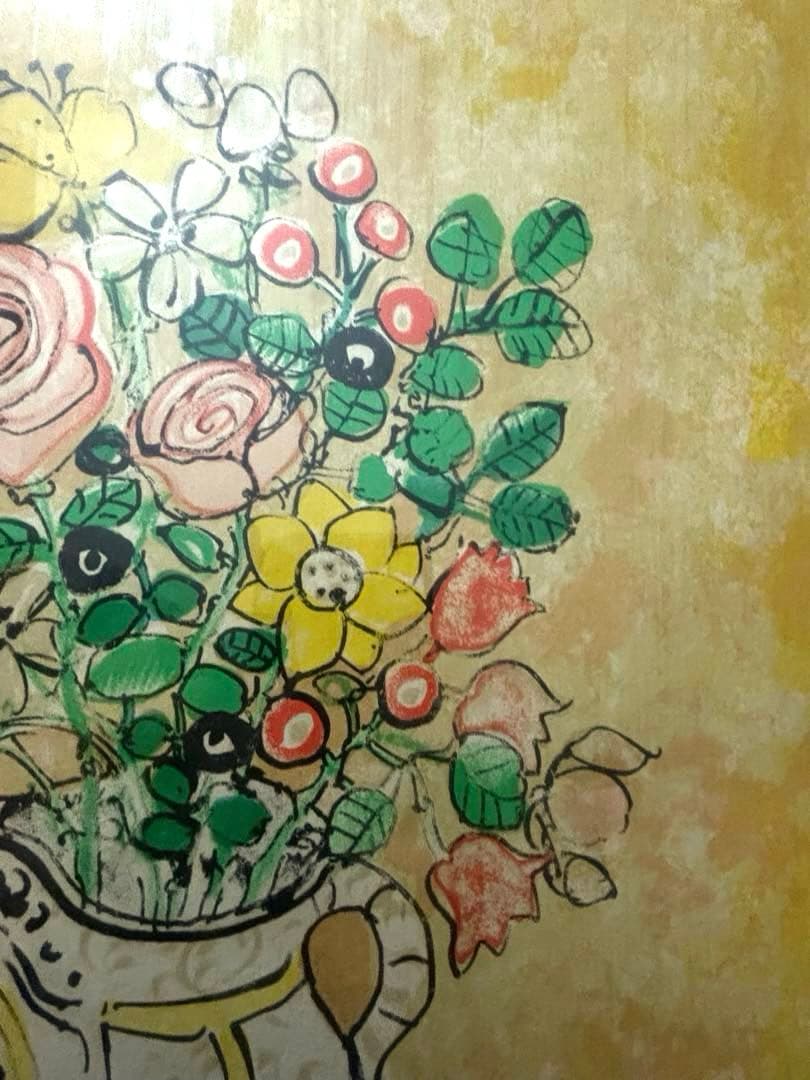 【リトグラフ】アイズピリ Paul AIZPIR 花 ブーケ 花瓶