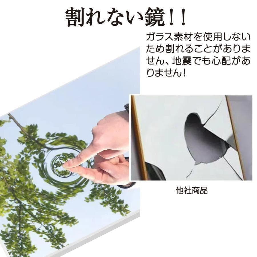 【中古】スタンドミラー 壁掛け 割れない鏡 幅100x160cm 白色 22番