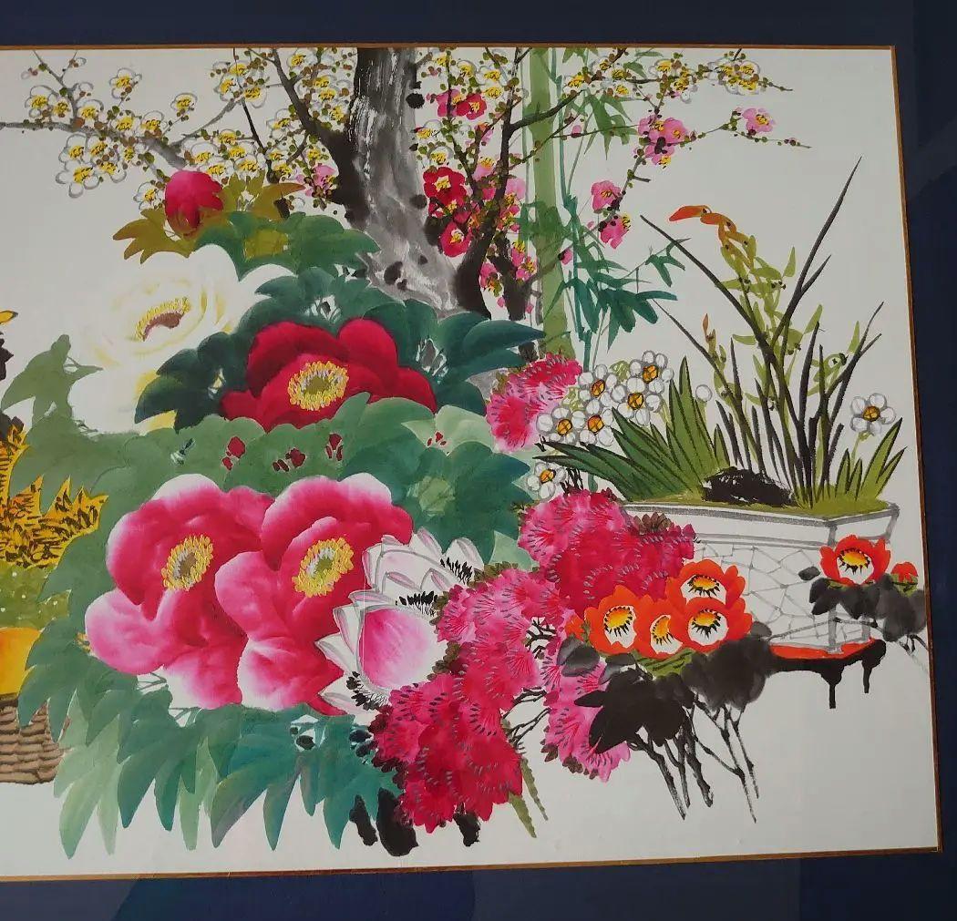 ［値下げ］中国画家による四季咲きの草花の水彩画