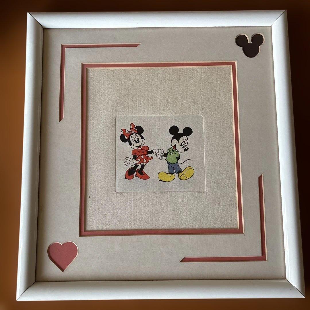 ディズニー　ミッキーマウス ミニーマウス リトグラフ　手書きエッチング