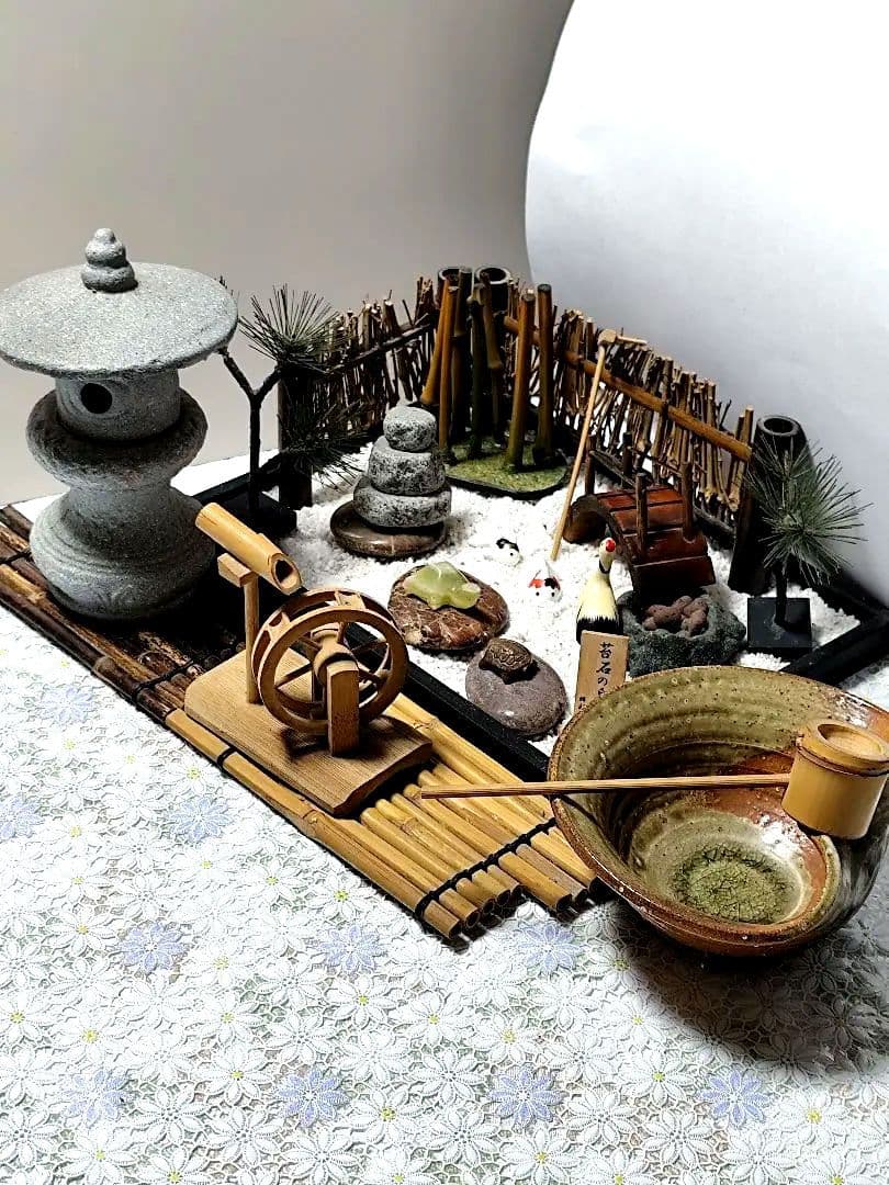 日本庭園ミニチュアセット★心の癒し箱庭★枯山水★和風庭園