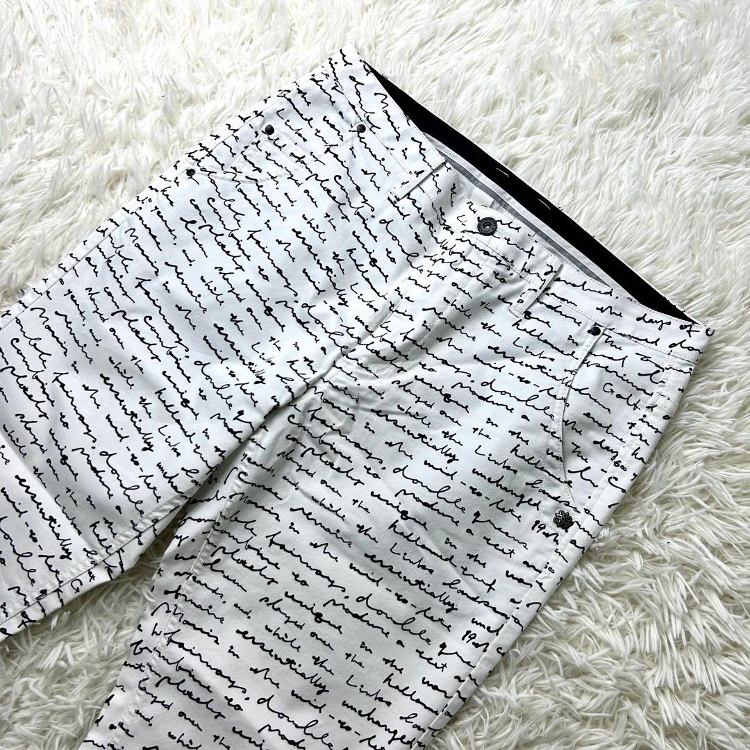 セントアンドリュース メンズ Ｌ ロゴ総柄 ホワイト ポロシャツ パンツ　ゴルフ