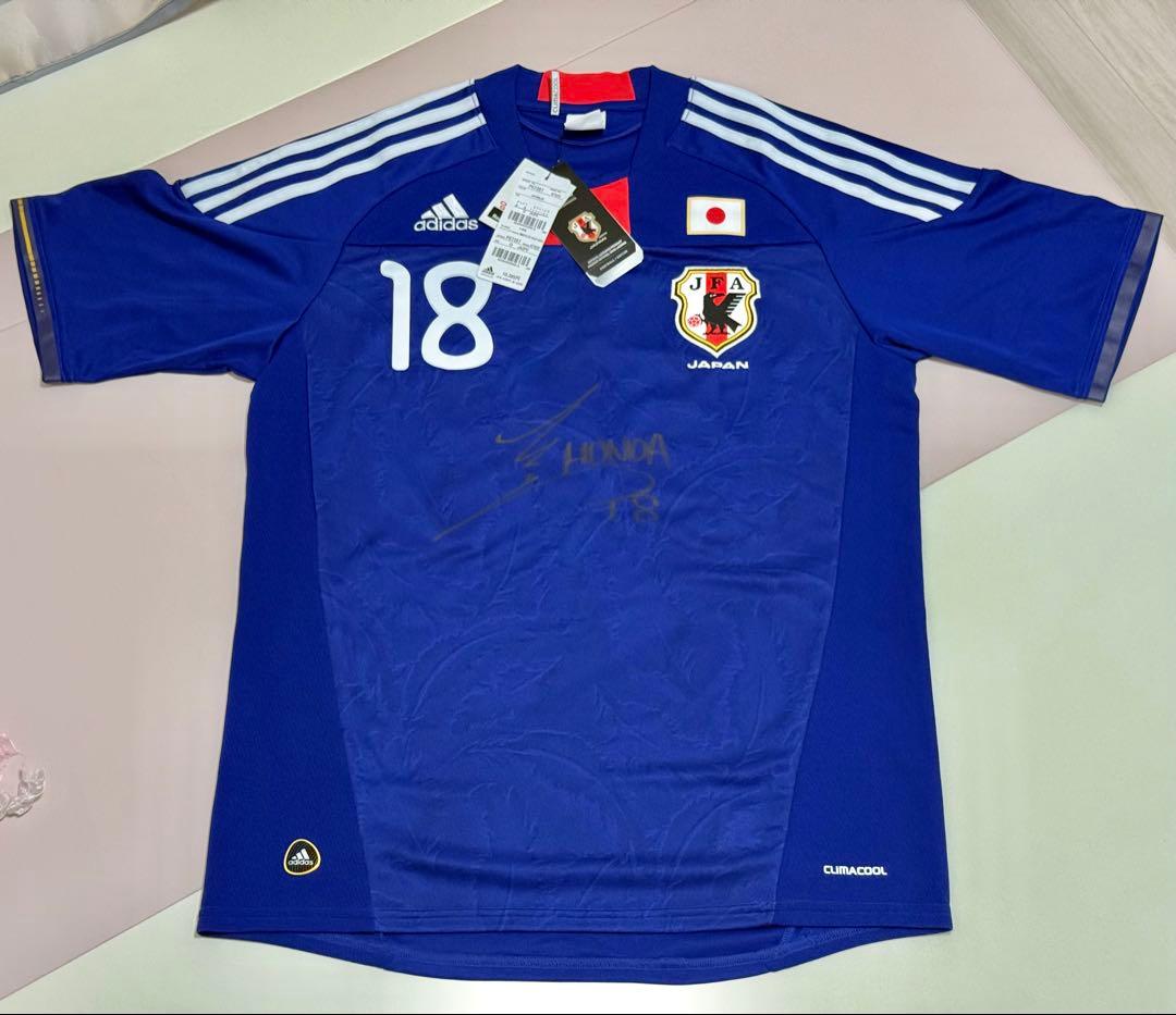サイン入り新品未使用品＊アディダス 日本代表 サッカーシャツ HONDA 18