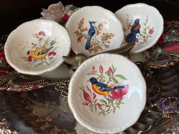 おまとめ専用へ移行④MADE in ENGLAND老舗窯 小鳥mini絵皿