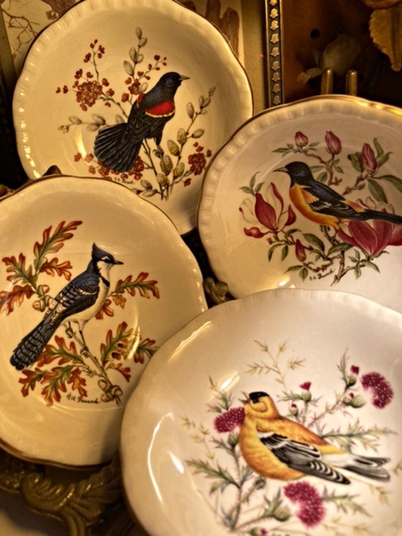 おまとめ専用へ移行④MADE in ENGLAND老舗窯 小鳥mini絵皿