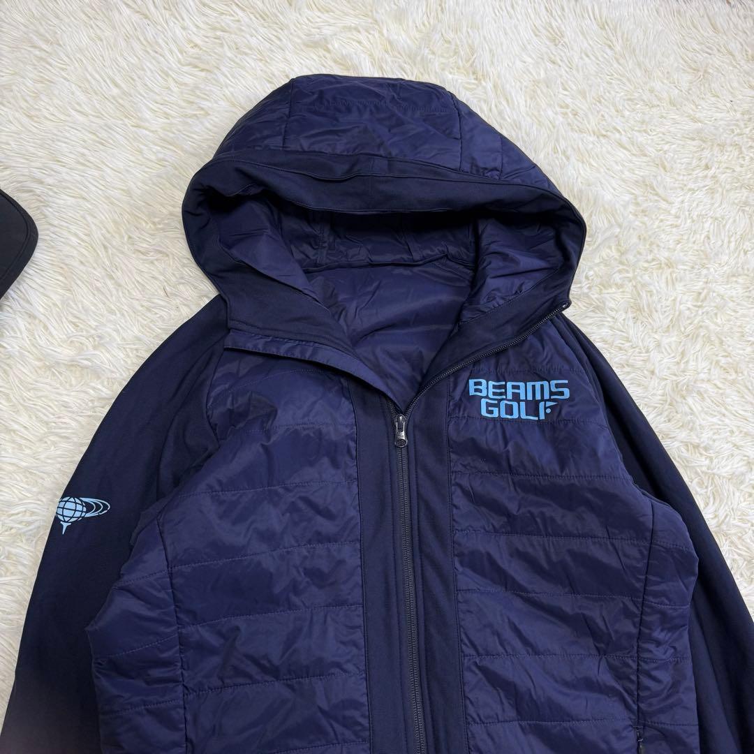 【ビームスゴルフ】美品 中綿ジャケット ネイビー ロゴ Lサイズ メンズ